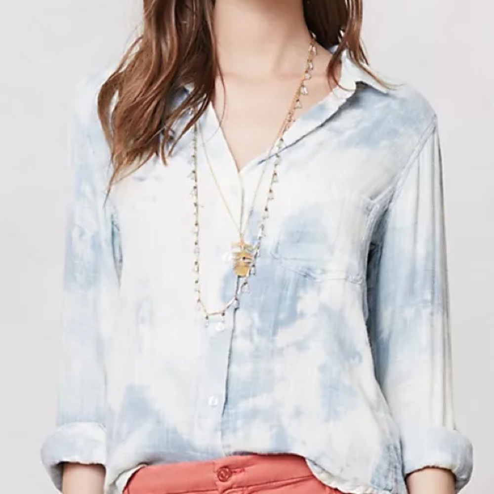 Anthropologie Cloth & Stone Tie Dye Long Sleeve Top Gauze